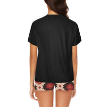Load image into Gallery viewer, Red Aztec Bull Women's Western Top and Short Pajama Set