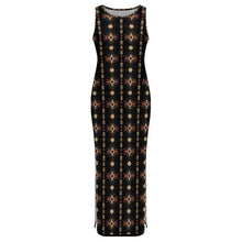 Load image into Gallery viewer, Black and Tan Aztec Sleeveless Bodycon Side Slit Maxi Dress