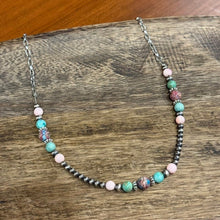 Load image into Gallery viewer, Queen Conch and Round Turquoise Mosaic Beaded Necklace