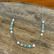 Load image into Gallery viewer, Queen Conch and Round Turquoise Mosaic Beaded Necklace