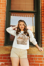 Load image into Gallery viewer, Cattle Tag Raw Hem Graphic Sweatshirt