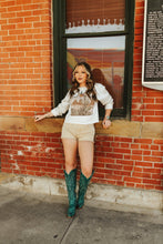 Load image into Gallery viewer, Cattle Tag Raw Hem Graphic Sweatshirt