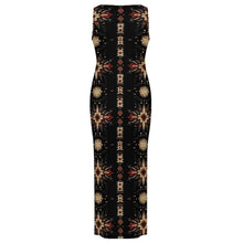 Load image into Gallery viewer, Black and Tan Aztec Bodycon Side Slit Western Maxi Dress