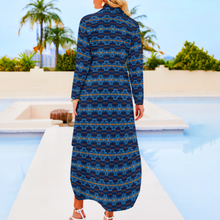 Load image into Gallery viewer, Navy Aztec Women's Western Duster Dress