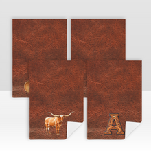Load image into Gallery viewer, Monogrammed Initial Western Leather Look Saddle Longhorn Cowboy Cowgirl Kitchen Dish Towels Made in America