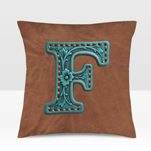 Load image into Gallery viewer, Baha Ranch Velvety Soft Western Tooled Initial Personalized Pillow Cover Made in America