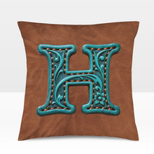 Load image into Gallery viewer, Baha Ranch Velvety Soft Western Tooled Initial Personalized Pillow Cover Made in America