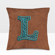Load image into Gallery viewer, Baha Ranch Velvety Soft Western Tooled Initial Personalized Pillow Cover Made in America
