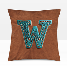 Load image into Gallery viewer, Baha Ranch Velvety Soft Western Tooled Initial Personalized Pillow Cover Made in America