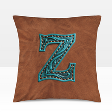 Load image into Gallery viewer, Baha Ranch Velvety Soft Western Tooled Initial Personalized Pillow Cover Made in America