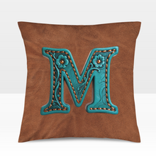 Load image into Gallery viewer, Baha Ranch Velvety Soft Western Tooled Initial Personalized Pillow Cover Made in America