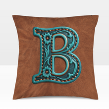 Load image into Gallery viewer, Baha Ranch Velvety Soft Western Tooled Initial Personalized Pillow Cover Made in America