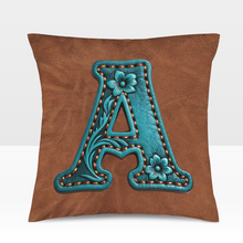 Load image into Gallery viewer, Baha Ranch Velvety Soft Western Tooled Initial Personalized Pillow Cover Made in America