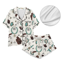 Load image into Gallery viewer, Brands and Turquoise Western Satin Pajamas Short Pajama Set