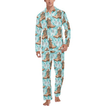 Load image into Gallery viewer, Turquoise Christmas Boots Men's Western Pajamas