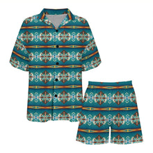 Load image into Gallery viewer, Baha Ranch Teal Aztec Women's Pajama Set Made in America