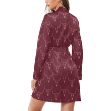 Load image into Gallery viewer, Burgandy Longhorn Women's Belted Satin Feel Dressing Lounge Robe