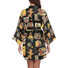 Load image into Gallery viewer, Vintage Cowgirl Collage Satin Kimono Sleeve Robe