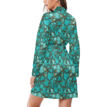 Load image into Gallery viewer, All Turquoise Women's Long Sleeve Belted Satin Feel Dressing Lounge Robe