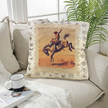 Load image into Gallery viewer, Baha Ranch Vintage Rodeo Stamp Throw Pillow Made in America