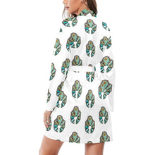 Load image into Gallery viewer, Turquoise Naja Women's Long Sleeve Belted Satin Feel Dressing Lounge Robe