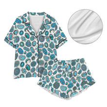 Load image into Gallery viewer, Turquoise Crazy Satin Ruffle Western Pajama Set