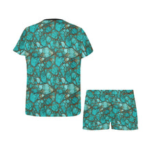Load image into Gallery viewer, All Turquoise Women's Top and Shorts Pajama Set