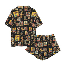 Load image into Gallery viewer, Vintage Cowgirl Collage Western Ruffle Satin Pajama Set