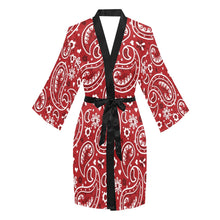 Load image into Gallery viewer, Red Bandana Women's Lounge Kimono Robe