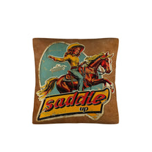 Load image into Gallery viewer, Saddle Up Vintage Cowgirl Throw Pillow Case 18x18inch Made in America