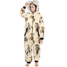 Load image into Gallery viewer, Vintage Cowgirl Big Kid Hooded Onesie Pajamas