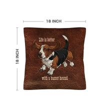 Load image into Gallery viewer, Baha Ranch Basset Hound Life is Better Throw Pillow Case Made in America