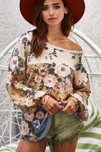 Load image into Gallery viewer, BiBi Floral Jacquard Color Block Top