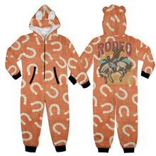 Load image into Gallery viewer, Rodeo Horseshoe Big Kid Onesie Hooded Pajamas