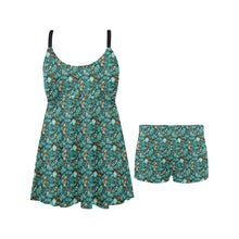 Load image into Gallery viewer, All Turquoise Swim Dress & Shorts Set