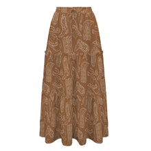 Load image into Gallery viewer, Western Boot Print Tiered Prairie Maxi Skirt
