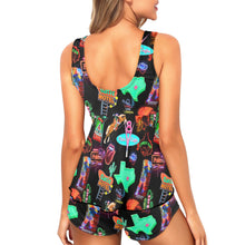 Load image into Gallery viewer, Neon Rodeo Tankini & Boy Shorts Swim Set
