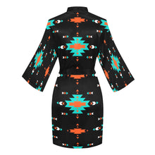Load image into Gallery viewer, Orange Turquoise Women's Lounge Kimono Robe