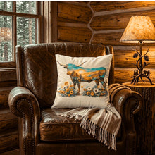 Load image into Gallery viewer, Baha Ranch Velvety Soft Painted Longhorn Pillow Cover Made in America