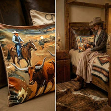 Load image into Gallery viewer, Baha Ranch Cattle Drive Satin Pillow Case Made in America