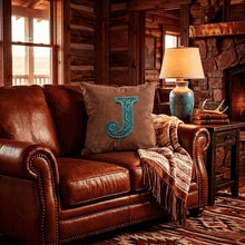 Load image into Gallery viewer, Baha Ranch Velvety Soft Western Tooled Initial Personalized Pillow Cover Made in America