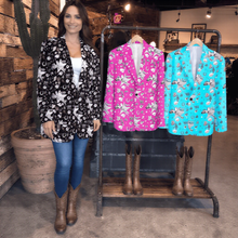 Load image into Gallery viewer, Baha Ranch Turquoise YEEHAW Rhinestone Cowgirl Blazer