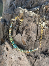Load image into Gallery viewer, Gold Desert Turquoise Beaded Bracelet