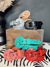Load image into Gallery viewer, The Beverly Tooled Belt SILVER