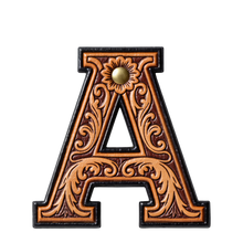 Load image into Gallery viewer, Monogrammed Initial Western Leather Look Saddle Longhorn Cowboy Cowgirl Kitchen Dish Towels Made in America