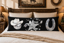 Load image into Gallery viewer, Baha Ranch Yeehaw Rhinestone Cowgirl Body Pillow Cover Made in America