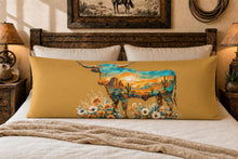 Load image into Gallery viewer, Baha Ranch Floral Longhorn Body Pillow Made in America