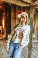Load image into Gallery viewer, North Pole Rodeo Raw Hem V-Neck Crop Graphic Sweatshirt