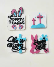 Load image into Gallery viewer, Set of 4 3D Print Easter Faith Cross Religious Pins or Magnets Made in America