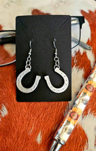 Load image into Gallery viewer, 3D Print Western Silver Horseshoe Earrings Made in America